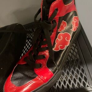 Black & Red High-Top Sneakers with Red Cloud Accent